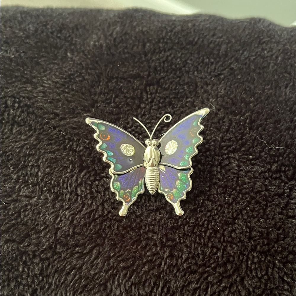 Purple and Silver Butterfly Brooch